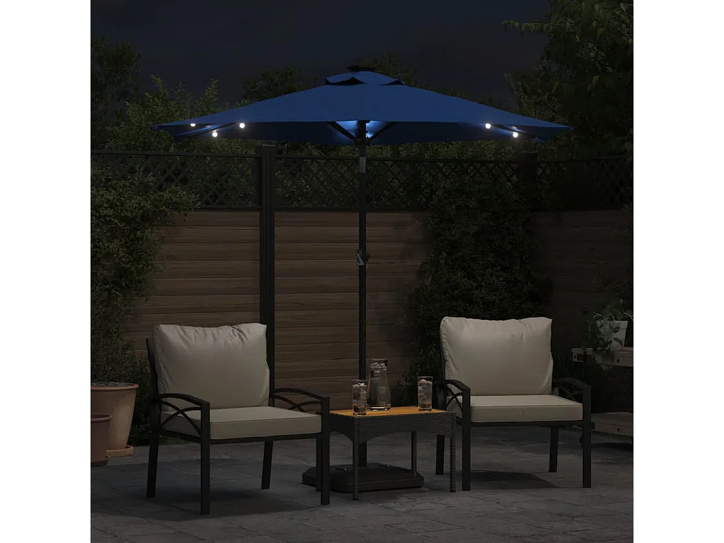 Albemarle  Parasol de jardin LED mât en acier bleu azuré 225x225x212 cm