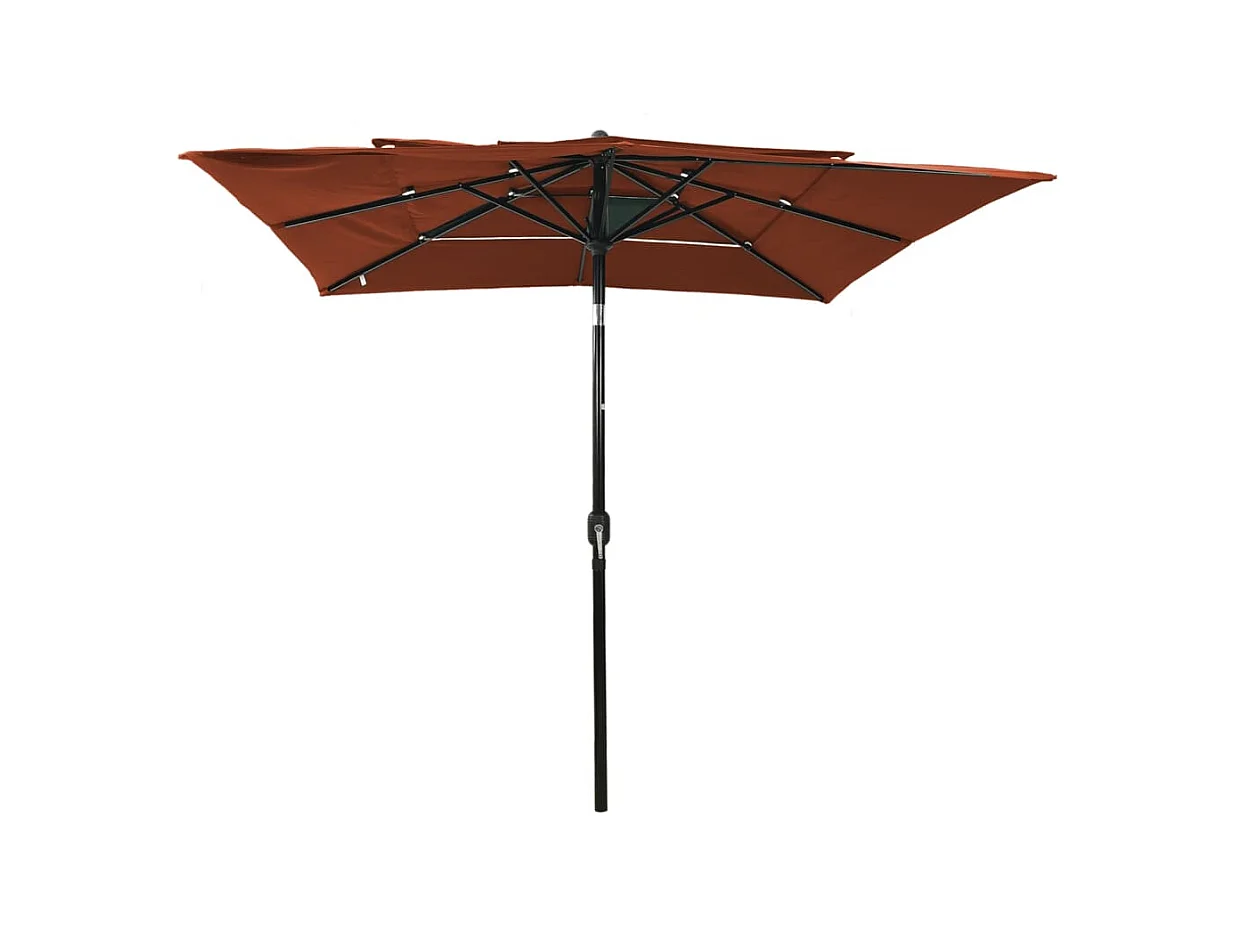 Mart  Parasol de jardin à 3 niveaux avec mât en aluminium terre cuite
