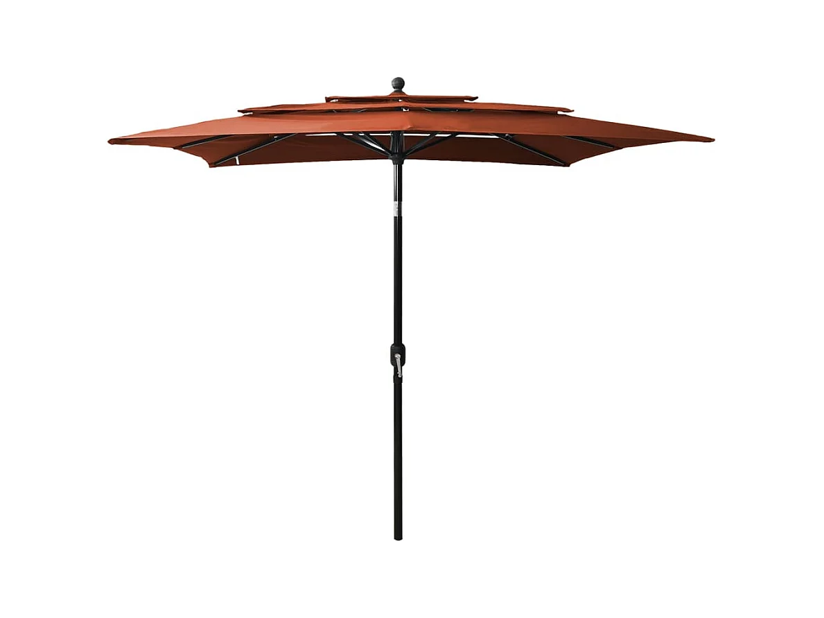 Mart  Parasol de jardin à 3 niveaux avec mât en aluminium terre cuite