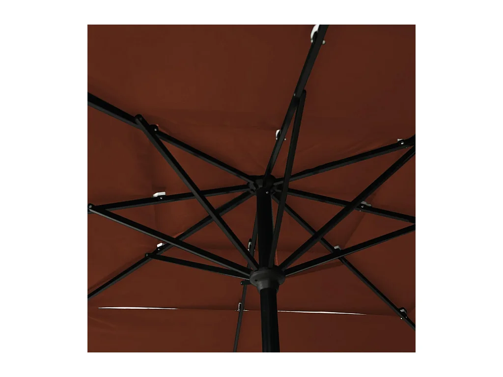 Mart  Parasol de jardin à 3 niveaux avec mât en aluminium terre cuite