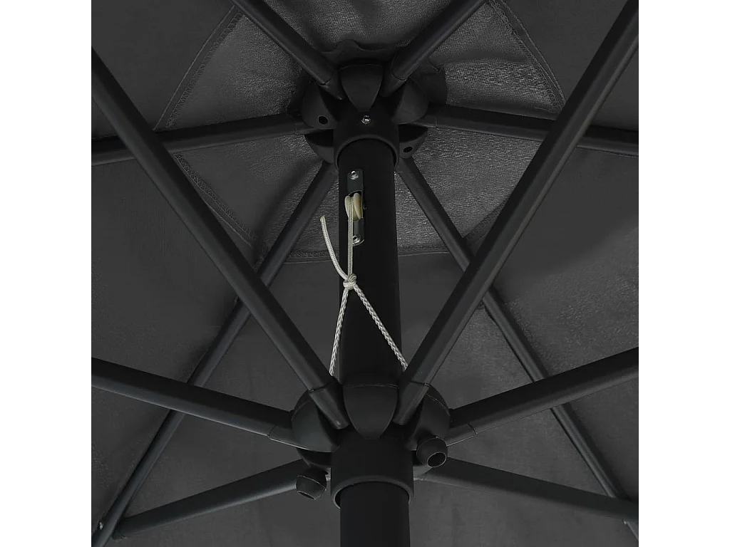 Jenine  Parasol de jardin et lumières LED mât en aluminium anthracite