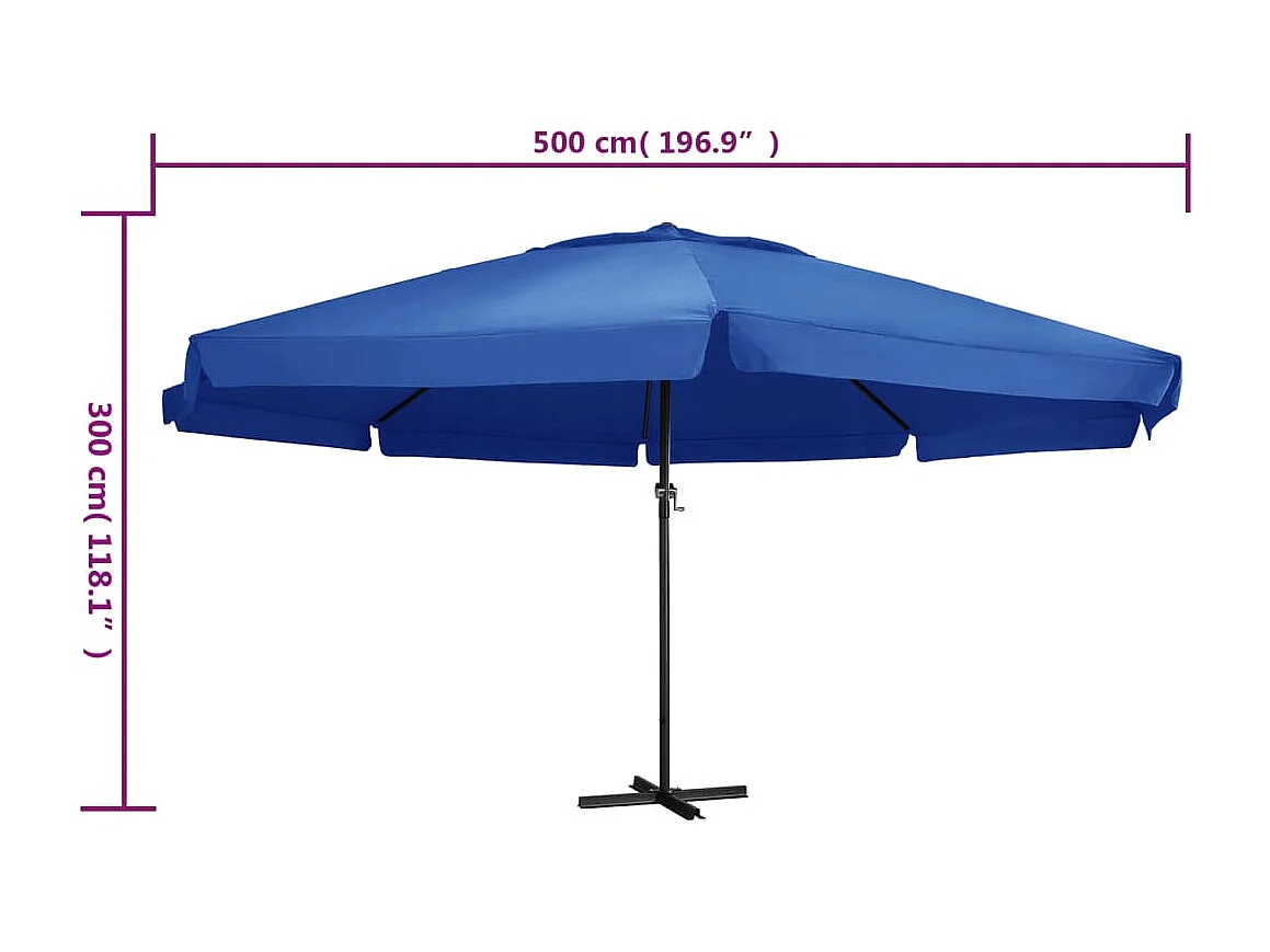 Roeland  Parasol de jardin avec mât en aluminium 500 cm bleu azuré