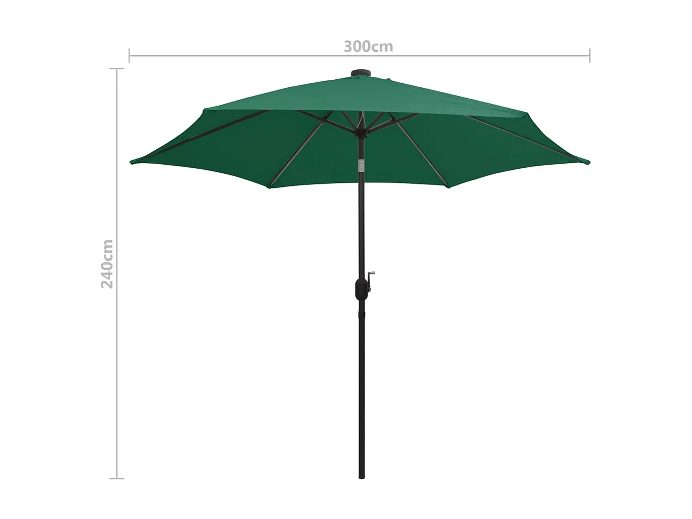 Perind  Parasol de jardin avec lumières LED et mât en aluminium vert