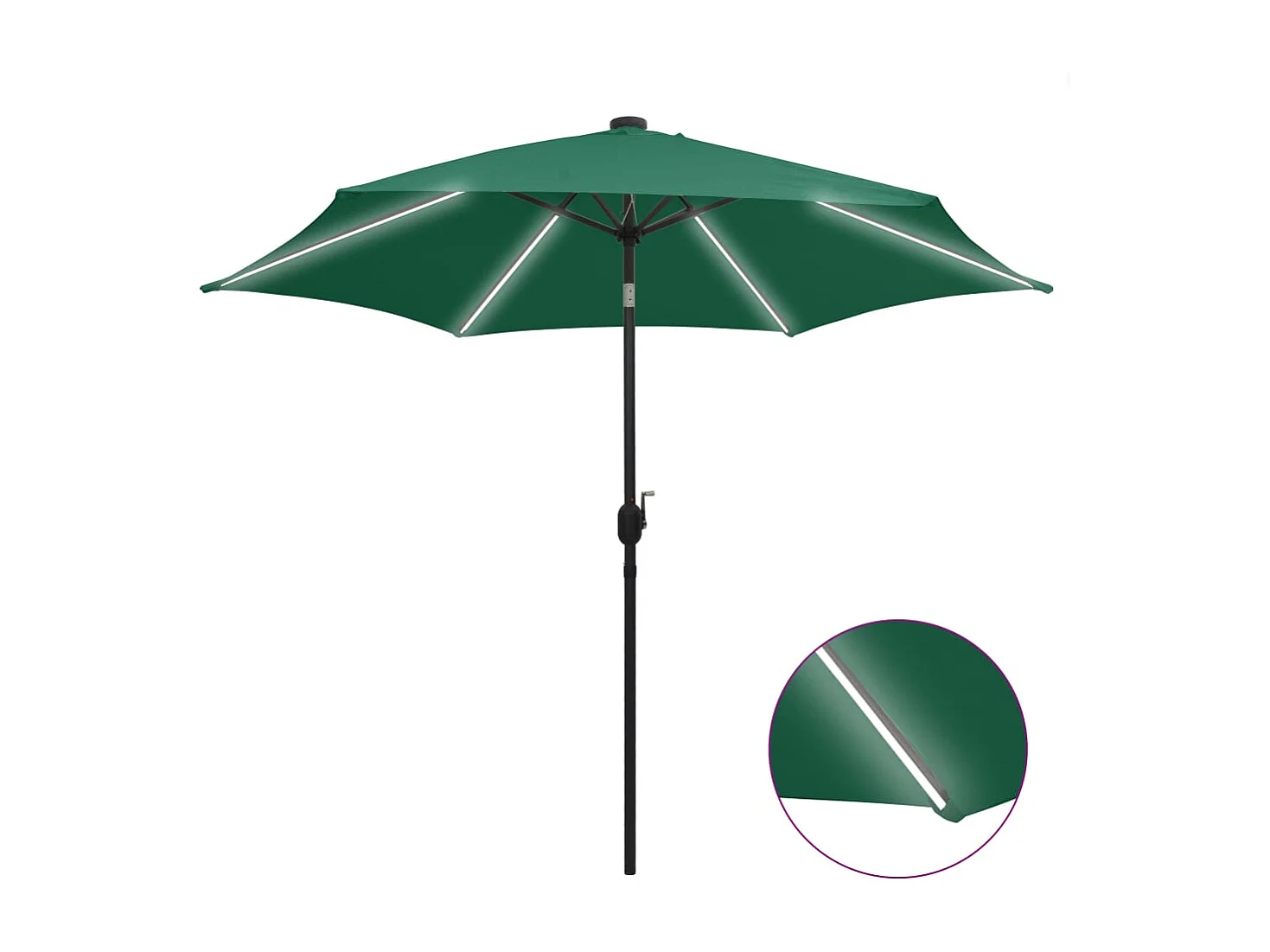 Perind  Parasol de jardin avec lumières LED et mât en aluminium vert