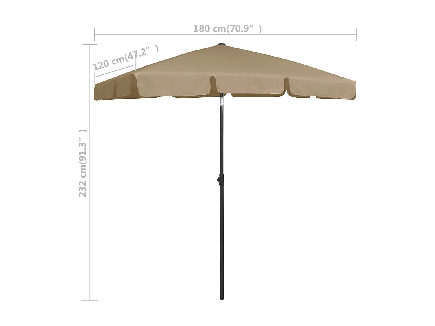 Roxanne  Parasol de plage taupe 180x120 cm