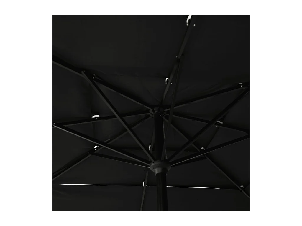 Mart  Parasol de jardin à 3 niveaux avec mât en aluminium noir