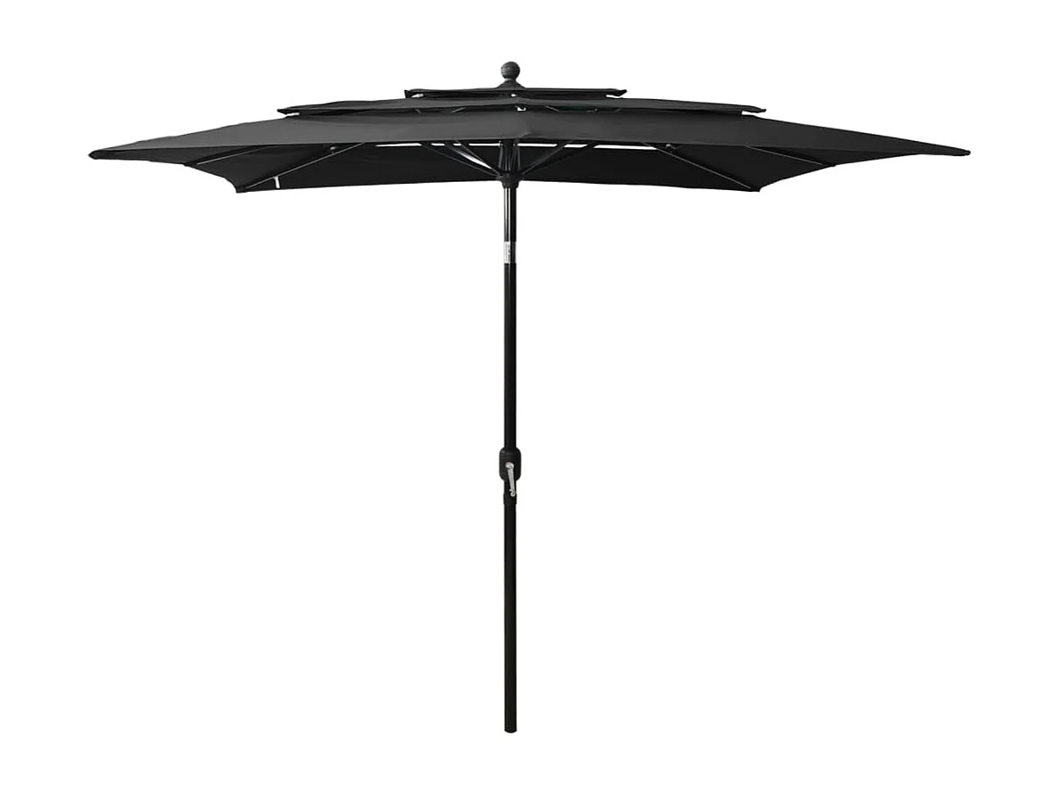 Mart  Parasol de jardin à 3 niveaux avec mât en aluminium noir