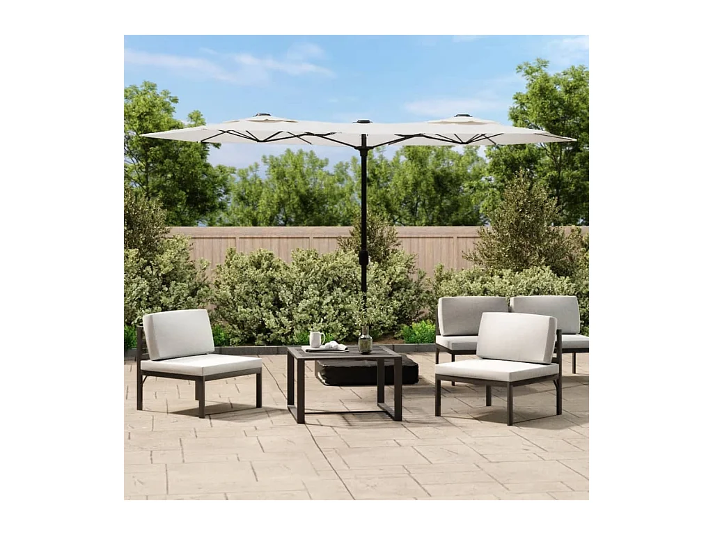 Eryx  Parasol de jardin à double tête blanc sable 316x145 cm