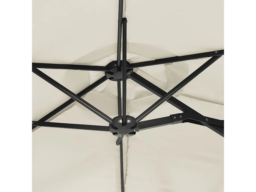 Eryx  Parasol de jardin à double tête blanc sable 316x145 cm