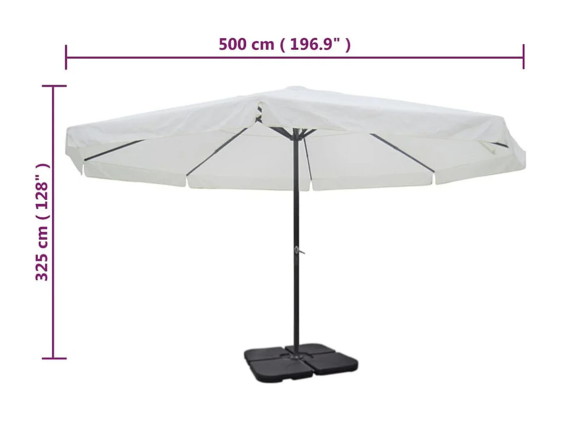 Solvig Parasol met draagbare voet aluminium (wit)