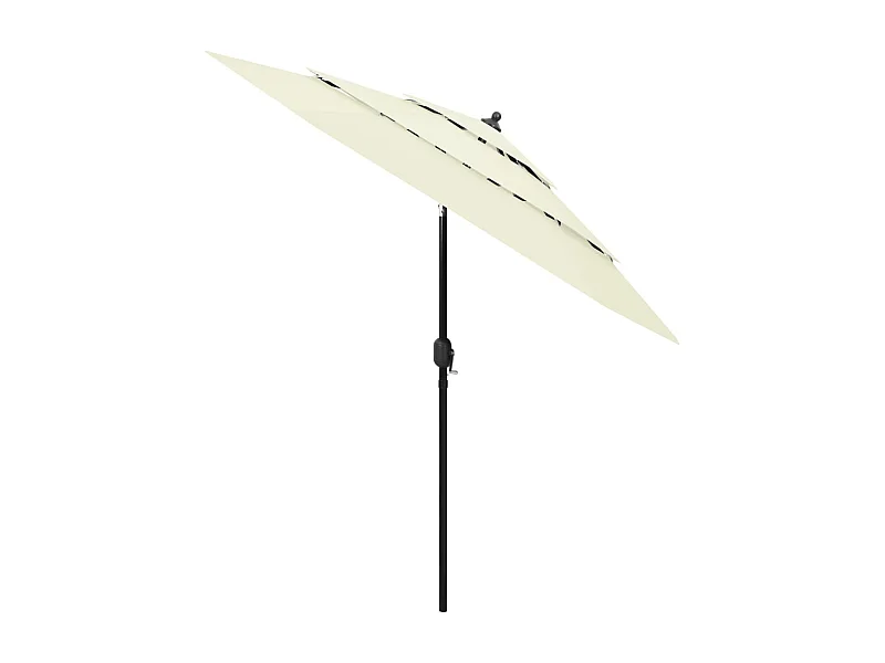 Nijkerk  Parasol de jardin à 3 niveaux avec mât en aluminium sable 2,5 m