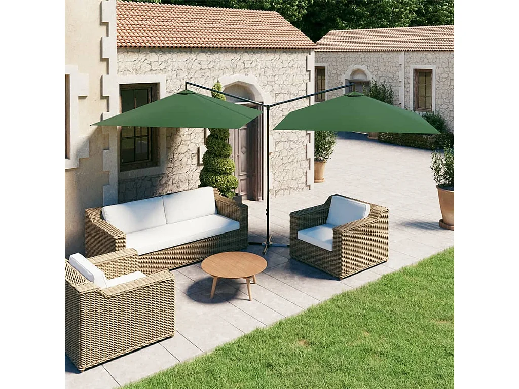 Clones  Parasol dubbel met stalen paal 600x300 cm groen