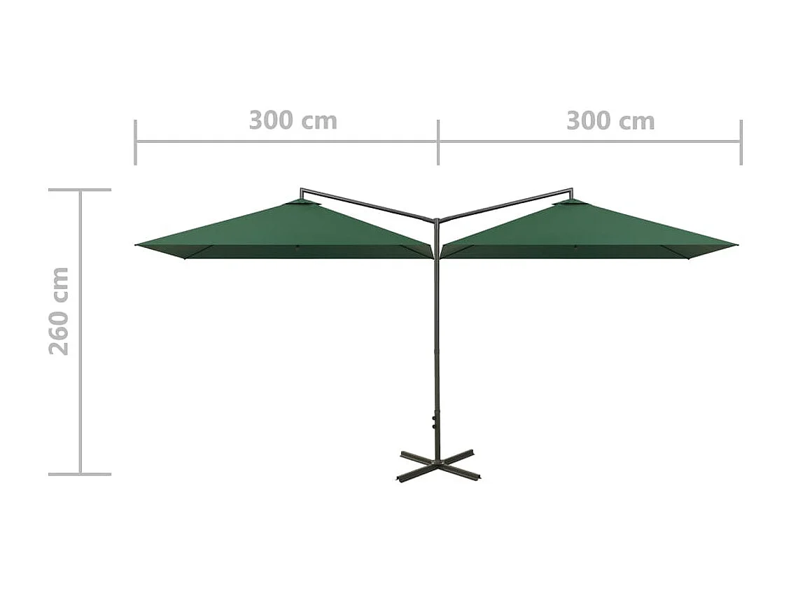 Clones  Parasol dubbel met stalen paal 600x300 cm groen