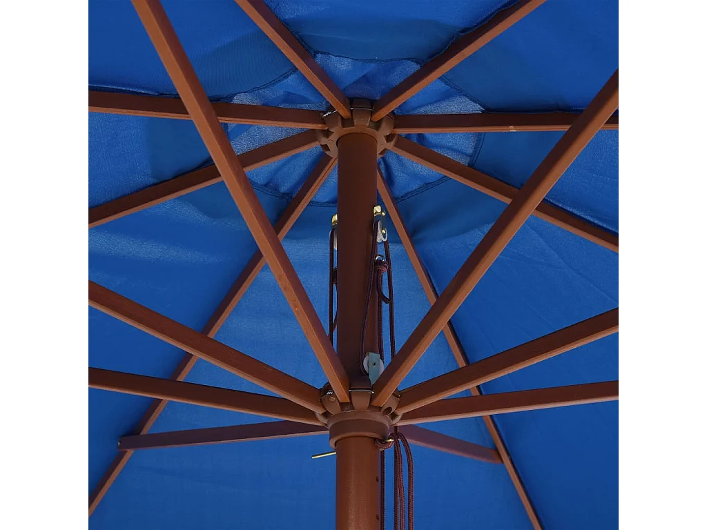 Hollywood  Parasol d'extérieur avec mât en bois 350 cm Bleu