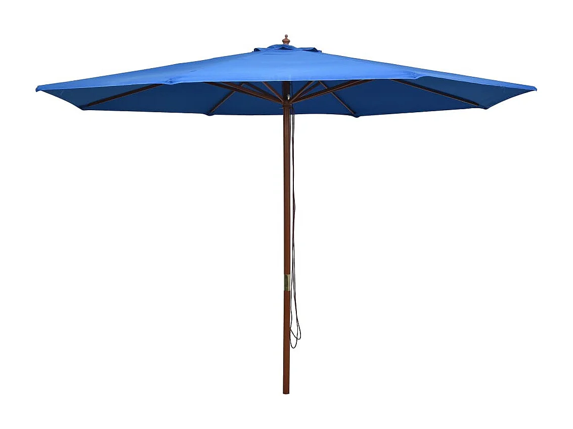 Hollywood  Parasol d'extérieur avec mât en bois 350 cm Bleu