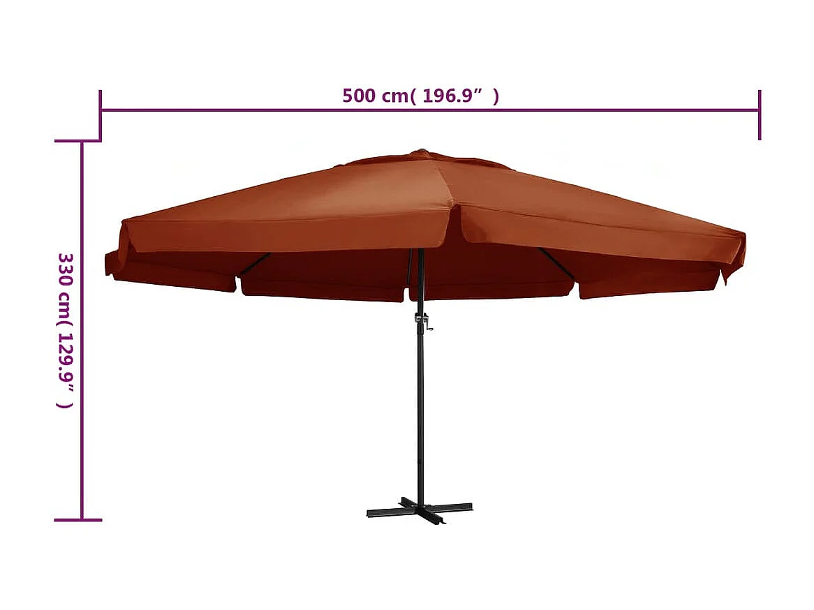 Roeland  Sombrilla de jardín con palo de aluminio terracota 600 cm