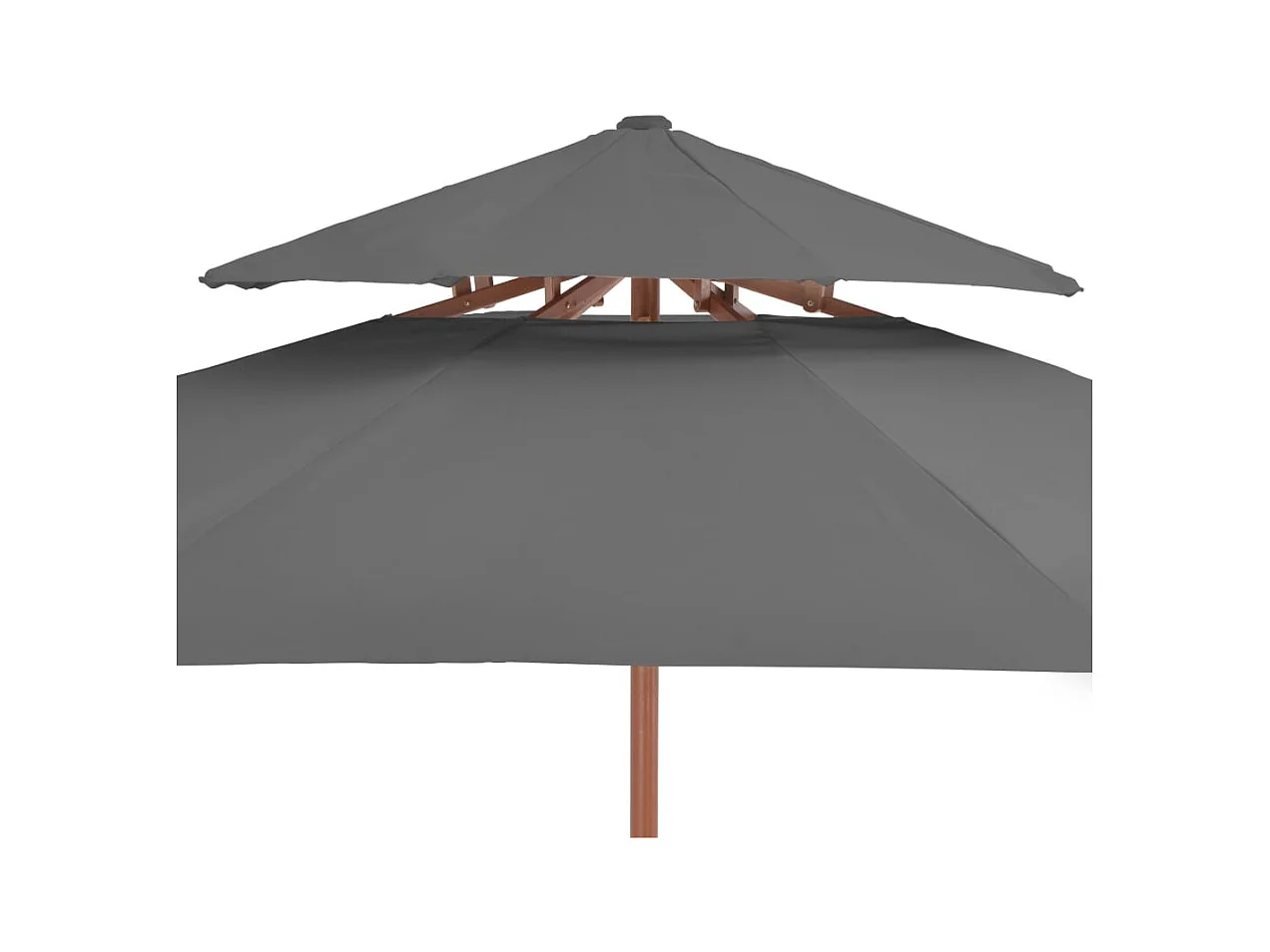 Faylyn  Parasol à deux étages avec mât en bois 270 cm anthracite