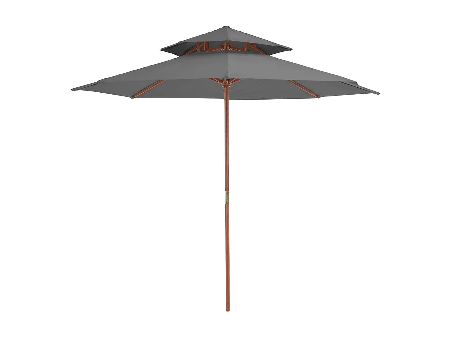 Faylyn  Parasol à deux étages avec mât en bois 270 cm anthracite