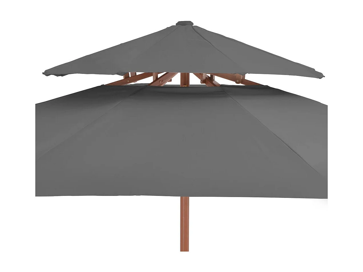 Faylyn  Parasol à deux étages avec mât en bois 270 cm anthracite