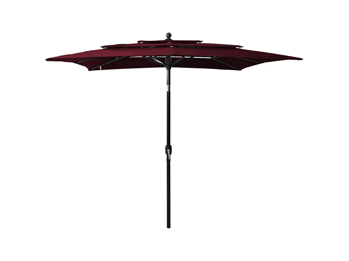Mart  Parasol de jardin à 3 niveaux mât en aluminium rouge bordeaux