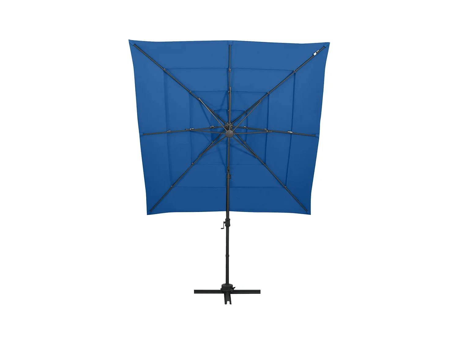 Zyldar  Parasol de jardin à 4 niveaux avec mât en aluminium bleu azuré