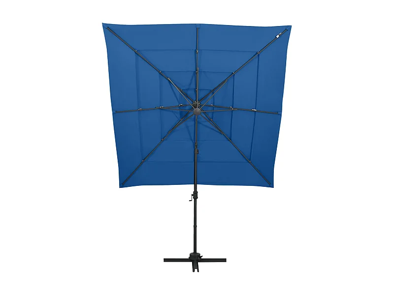 Zyldar  Parasol de jardin à 4 niveaux avec mât en aluminium bleu azuré
