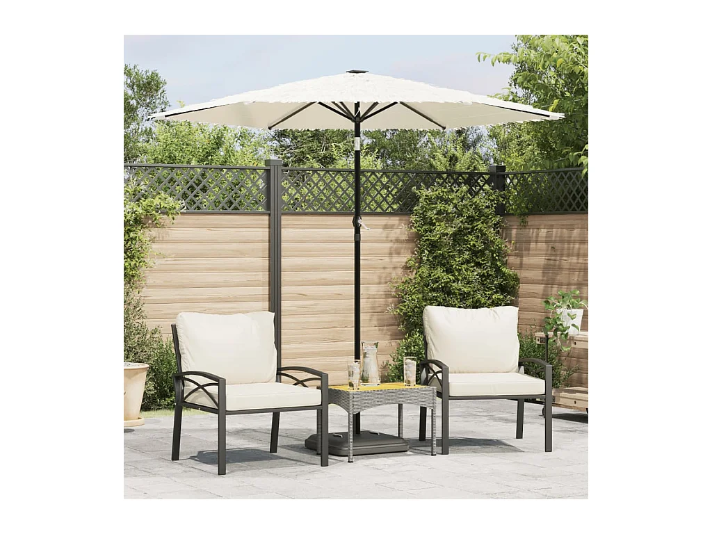 Draveil  Parasol de jardin avec mât en acier blanc 223x223x213 cm