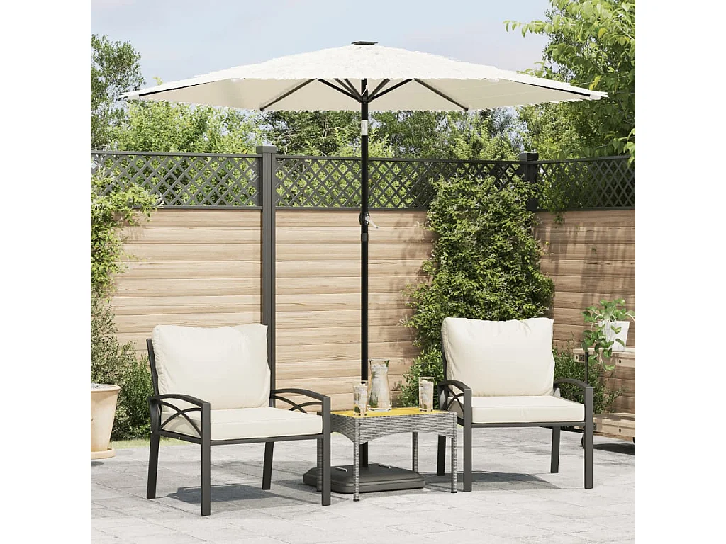 Draveil  Parasol de jardin avec mât en acier blanc 223x223x213 cm