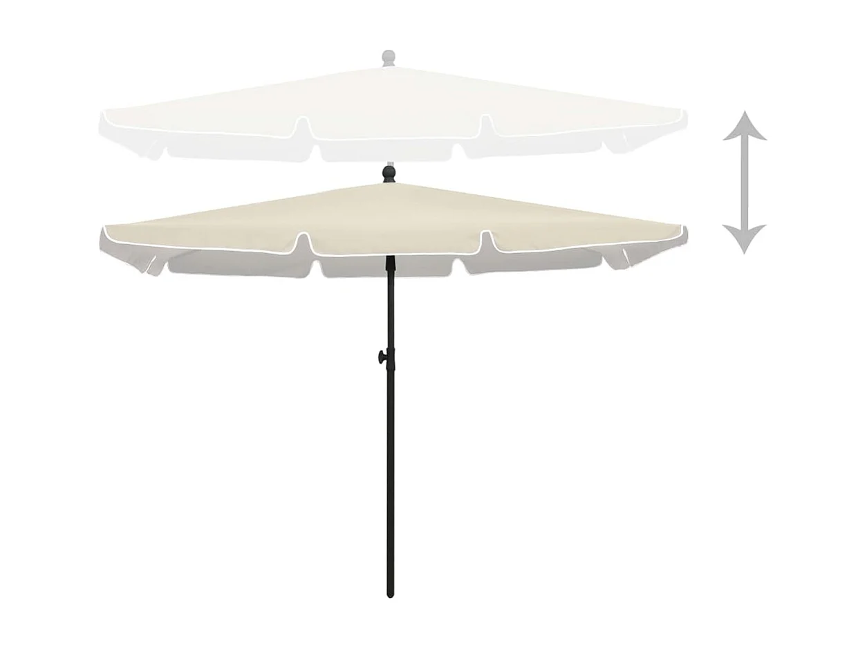 Caylan  Parasol de jardin avec mât 210x140 cm Sable