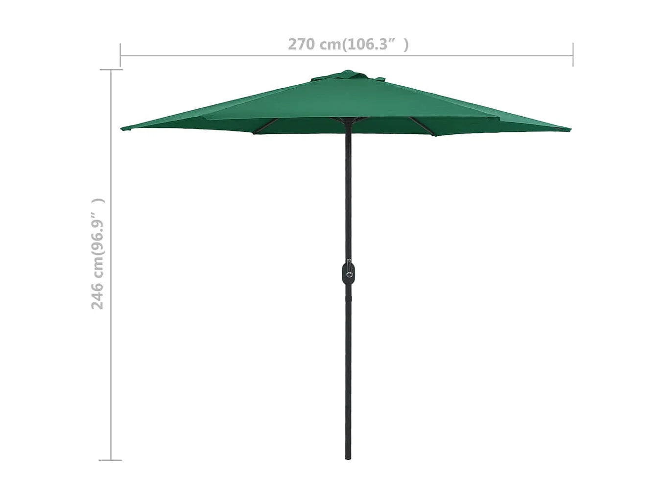 Qerlan  Parasol de jardin et mât en aluminium 270x246 cm Vert