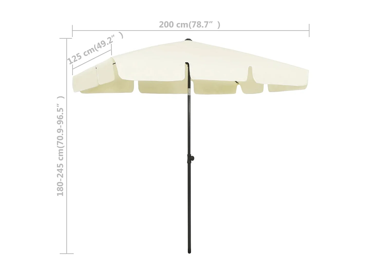 Roxanne  Parasol de plage jaune sable 200x125 cm