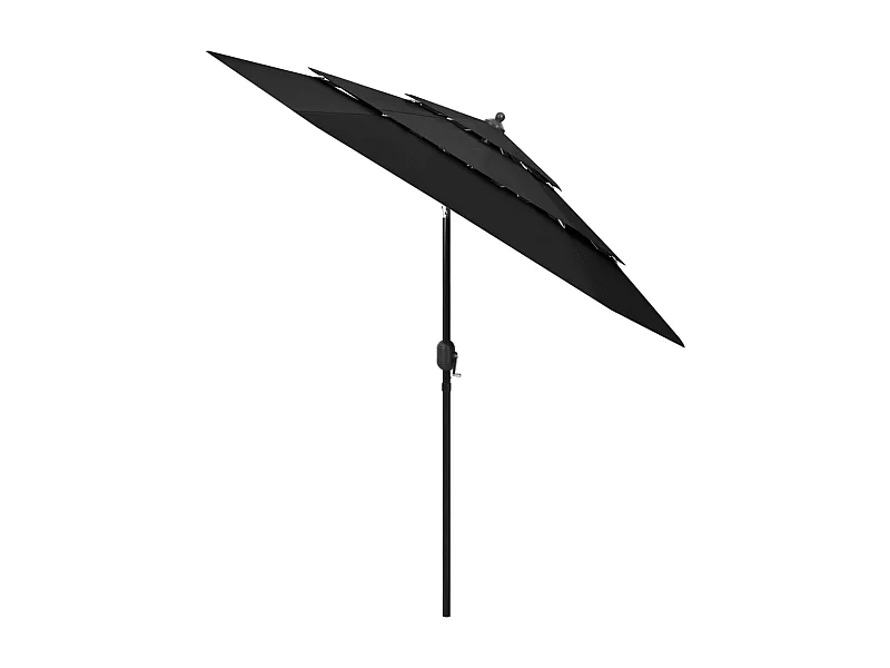 Nijkerk  Parasol de jardin à 3 niveaux avec mât en aluminium noir 2,5 m