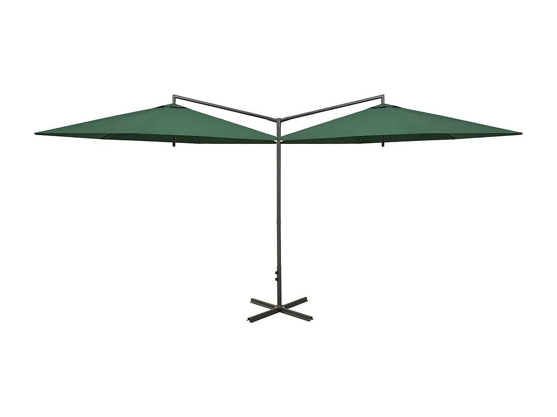 Teresa Fernanda  Parasol de jardin double avec mât en acier vert 600 cm