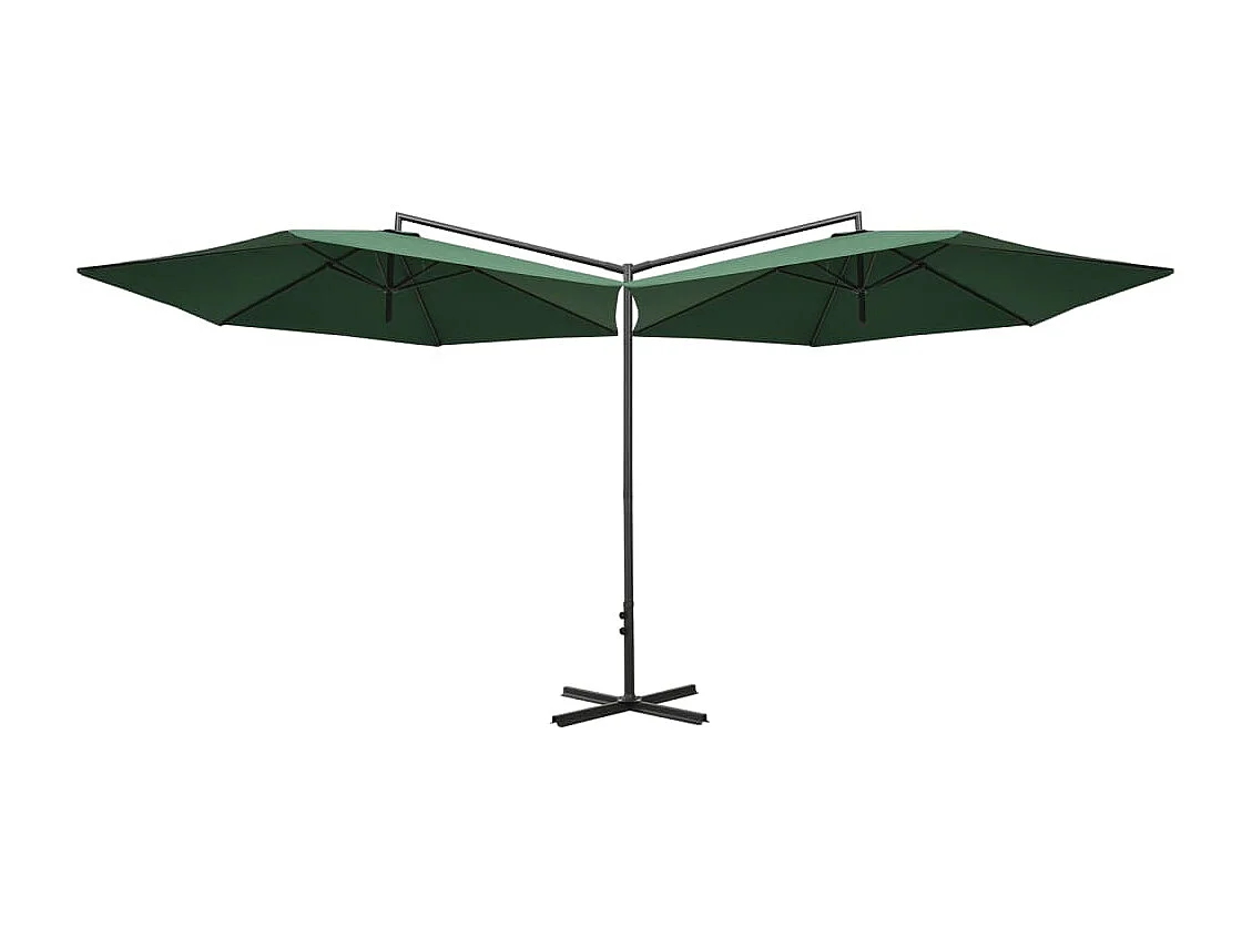 Teresa Fernanda  Parasol de jardin double avec mât en acier vert 600 cm