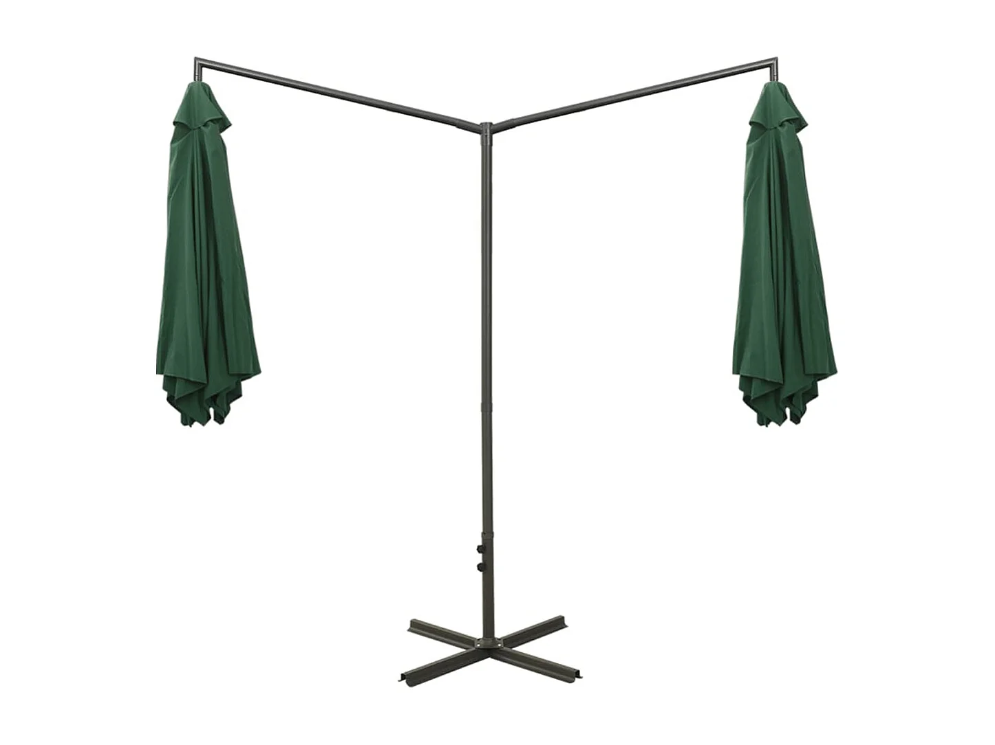 Teresa Fernanda  Parasol de jardin double avec mât en acier vert 600 cm