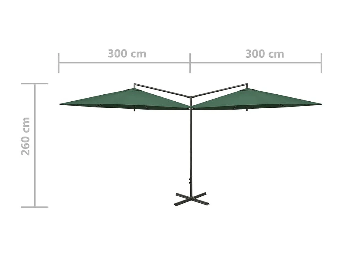Teresa Fernanda  Parasol de jardin double avec mât en acier vert 600 cm