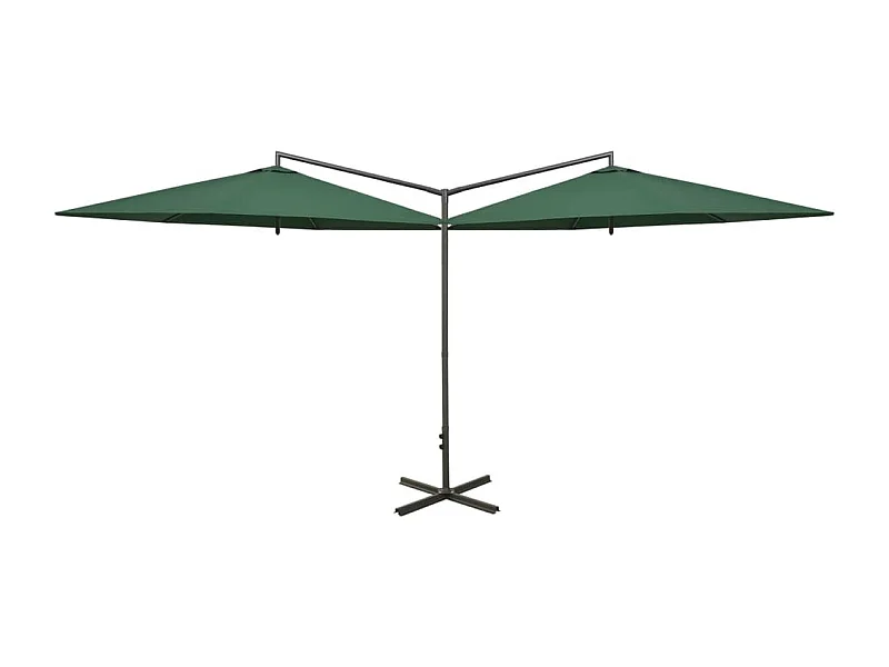 Teresa Fernanda  Parasol de jardin double avec mât en acier vert 600 cm