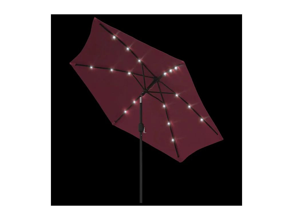 Arabella  Parasol de jardin avec lumières LED mât en acier rouge bordeaux