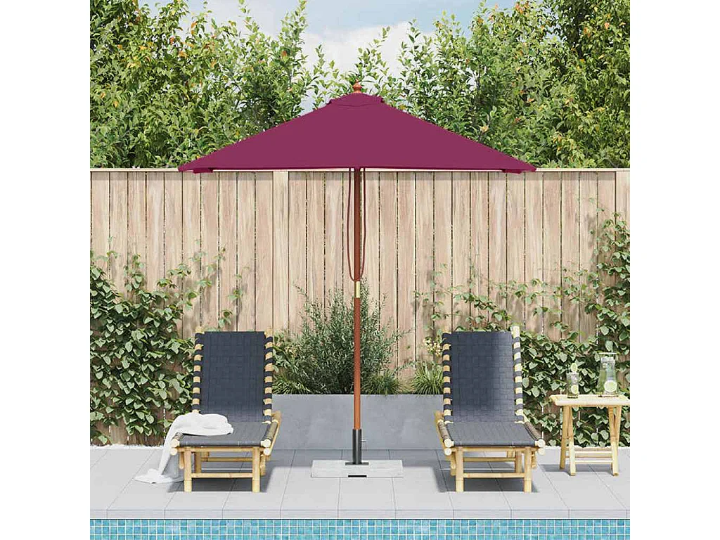 Keano  Parasol met houten paal 150x200 cm bordeauxrood