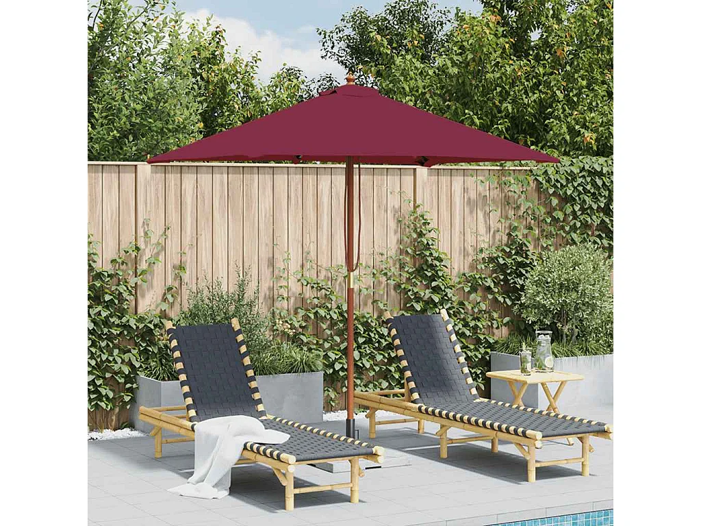 Keano  Parasol met houten paal 150x200 cm bordeauxrood
