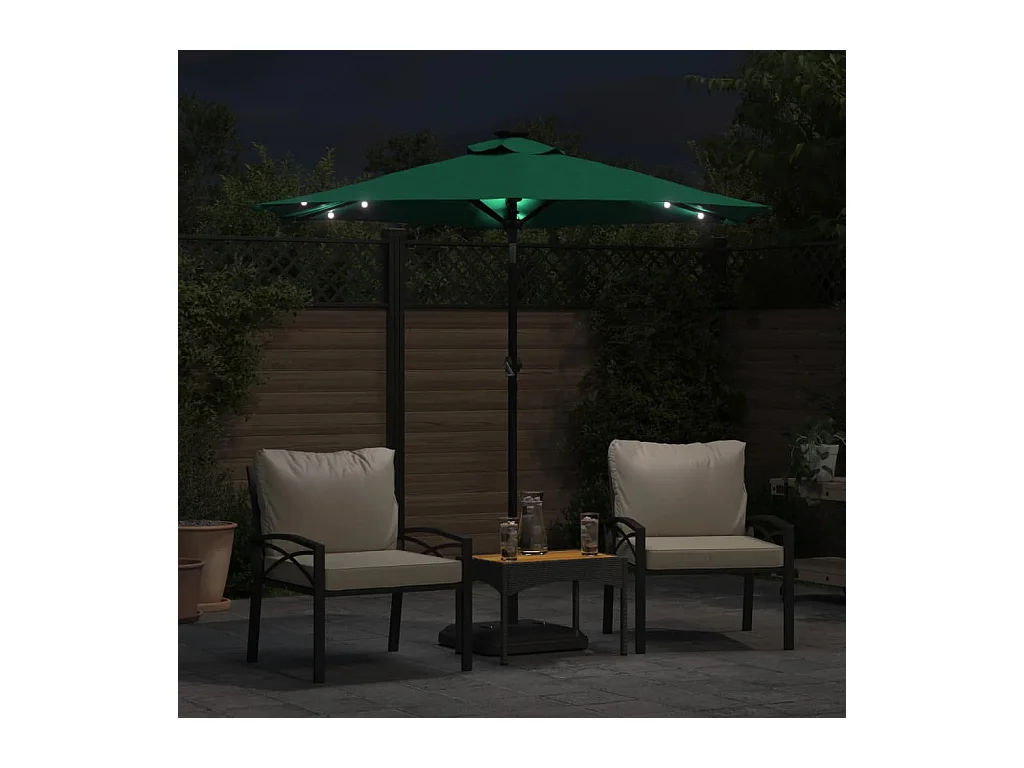 Albemarle  Parasol met LED's en stalen paal 225x225x212 cm groen