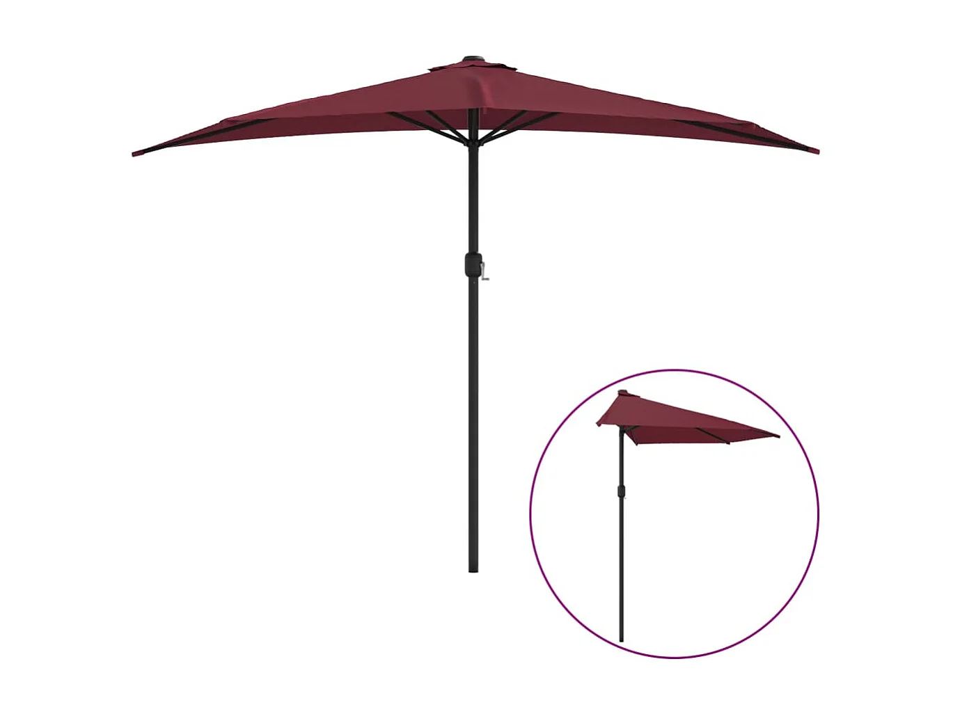 Vilde Kristine  Balkonparasol half aluminium paal 300x155x223 cm bordeauxrood