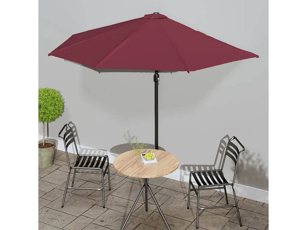Vilde Kristine  Balkonparasol half aluminium paal 300x155x223 cm bordeauxrood