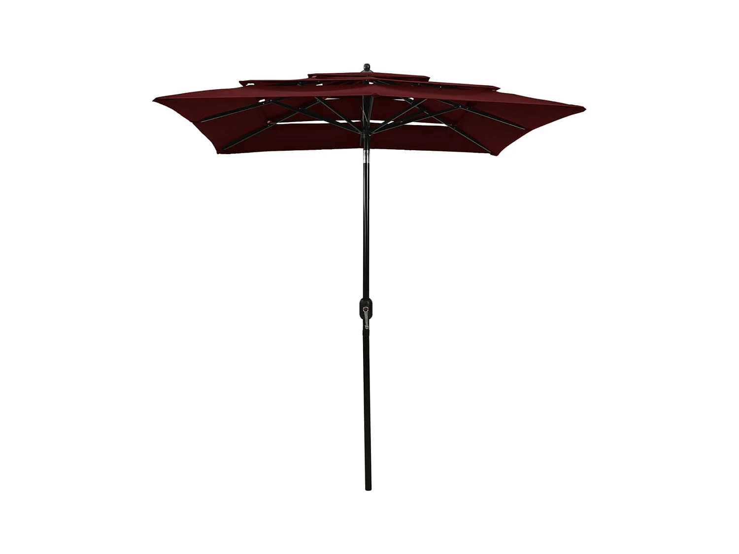 Mart  Parasol de jardin à 3 niveaux mât en aluminium rouge bordeaux