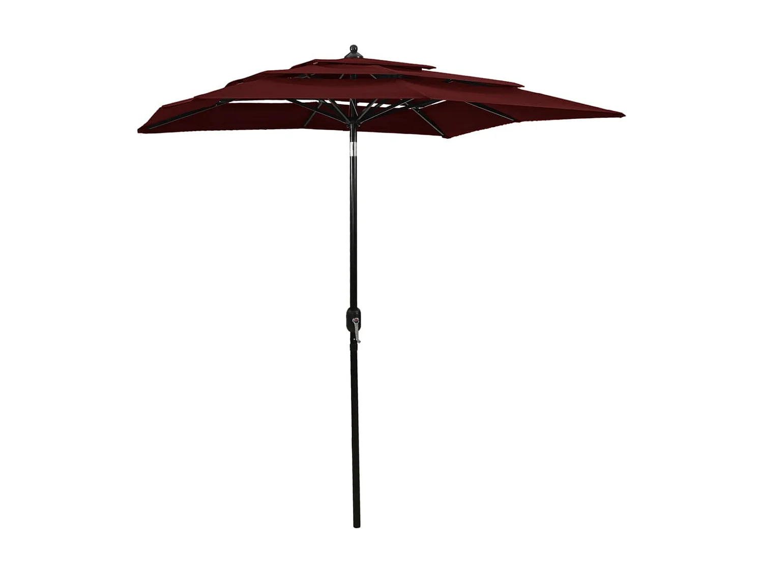 Mart  Parasol de jardin à 3 niveaux mât en aluminium rouge bordeaux