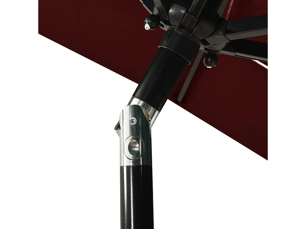 Mart  Parasol de jardin à 3 niveaux mât en aluminium rouge bordeaux