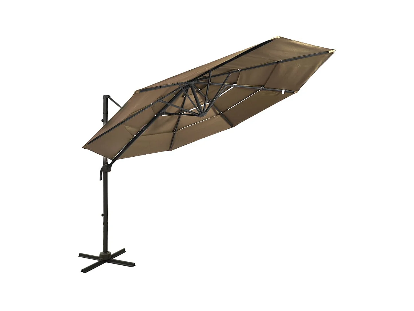 Roosendaal  Parasol de jardin à 4 niveaux avec mât en aluminium taupe 3x3 m