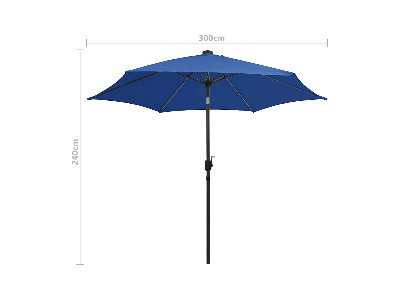 Perind  Parasol de jardin et lumières LED mât en aluminium bleu azuré