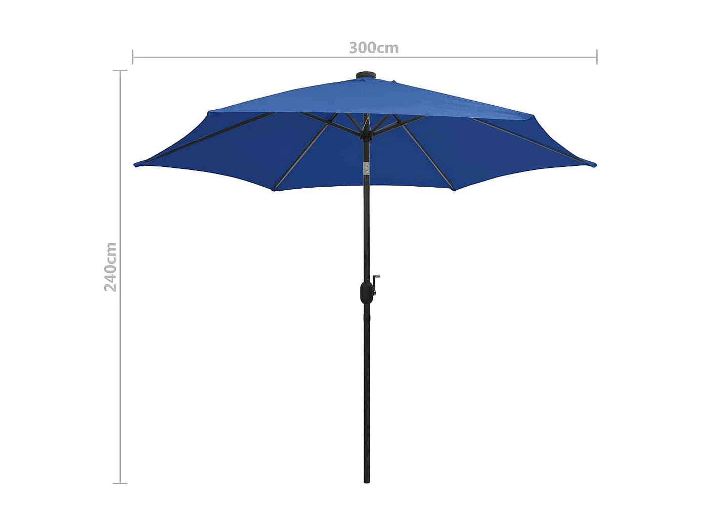 Perind  Parasol de jardin et lumières LED mât en aluminium bleu azuré