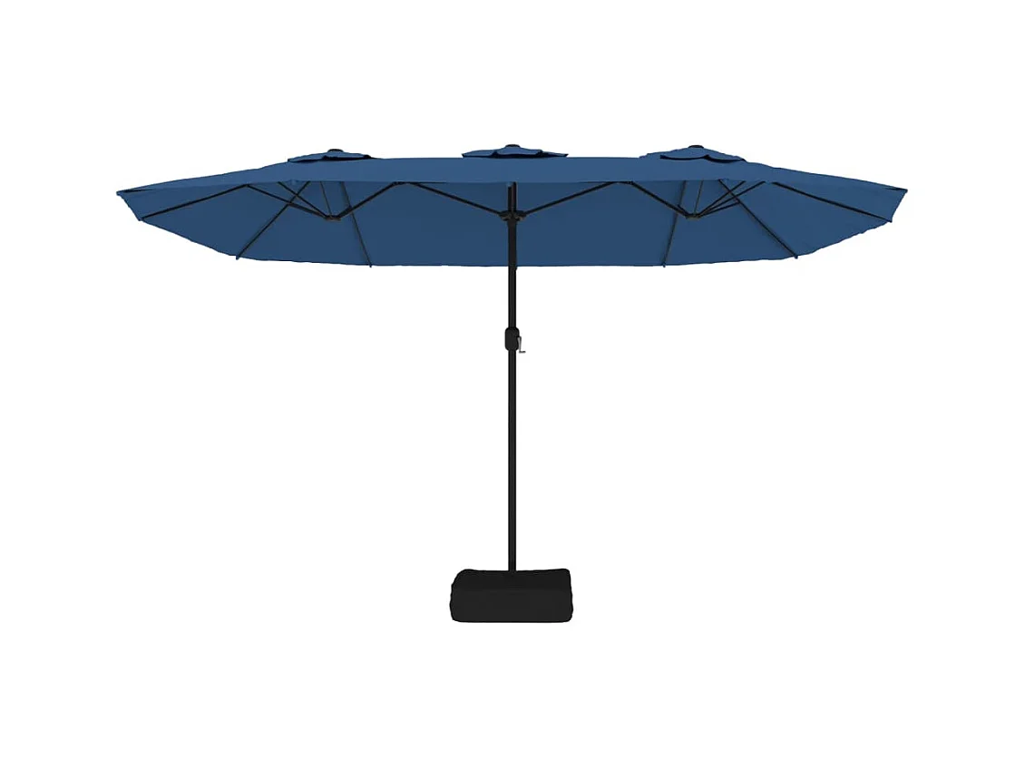 Anderson  Parasol de jardin à double tête avec LED bleu azuré 449x265 cm